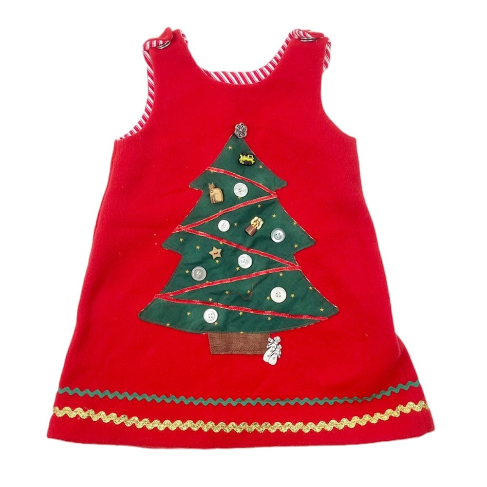 Christmas Tree Appliqué Jumper Dress